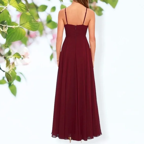 LULU'S Formal Wine Faux Wrap Dress - Picture 4 of 12